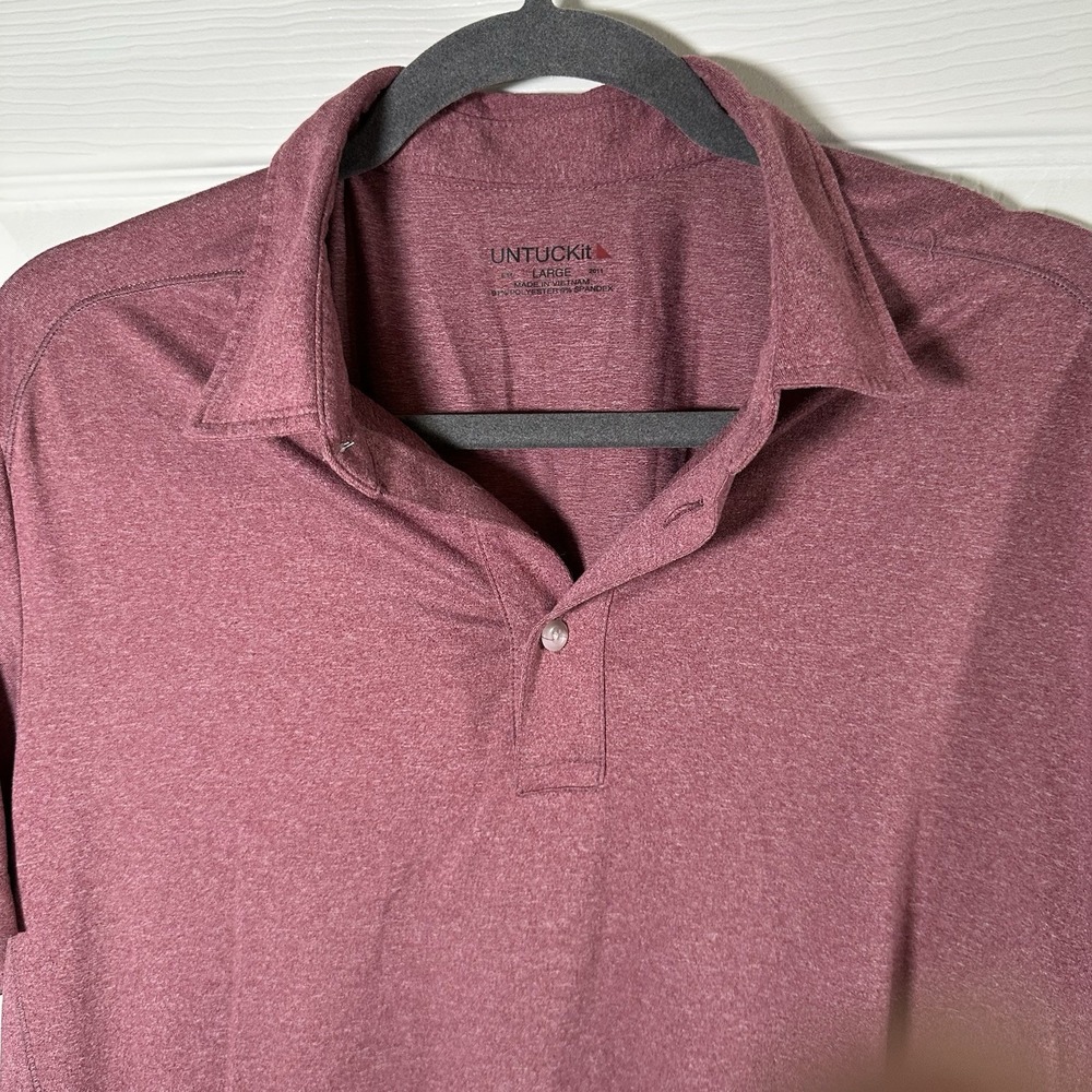 UNTUCKit Clavidor Polo Shirt Mens Large‎ Red Heather Short Sleeve Casual Golf - Picture 3 of 5